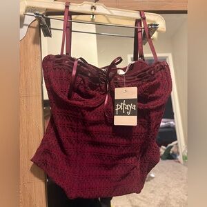 Burgundy Lace Corset Top